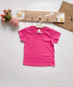 Áo phông basic hãng Kavio chất cotton cho bé trai và gái 3 tuổi màu hồng