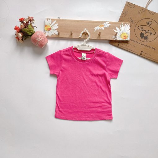 Áo phông basic hãng Kavio chất cotton cho bé trai và gái 3 tuổi màu hồng