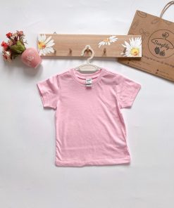 Áo phông basic hãng Kavio cotton cho bé trai và gái 5 tuổi màu hồng nhạt